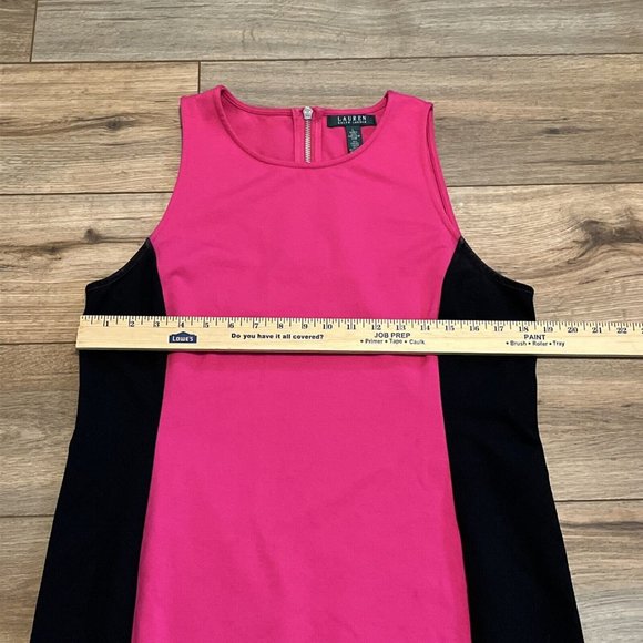Women's LRL Ralph Lauren Shift Dress SZ Large Pink Black Stretch Pullover - Picture 4 of 11